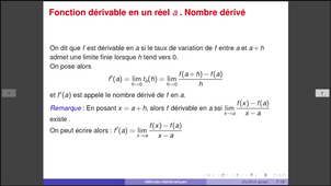 La dérivabilité: définitions et théorèmes