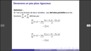 Fonctions de deux variables : dérivées partielles et fonctions partielles