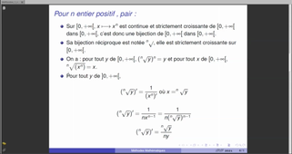 Bijections réciproques des puissances entières , puissances rationnelles