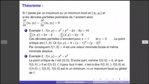 Fonctions de deux variables : Recherche d'extrema , différentielle totale